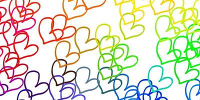 Light Multicolor vector background with hearts.
