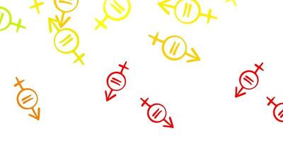 Light Red, Yellow vector texture with women's rights symbols.