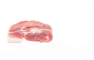 Fresh pork sliced on white background photo