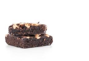 Chocolate brownies on white background photo