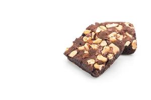 Chocolate brownies on white background photo