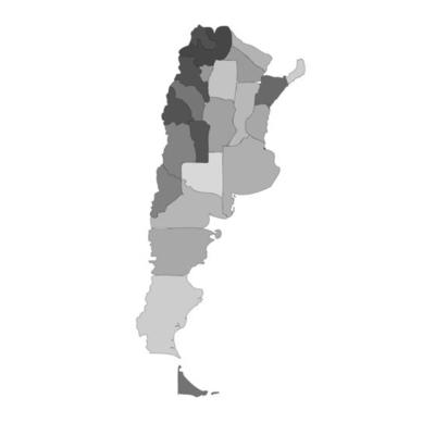 Gray Divided Map of Argentina