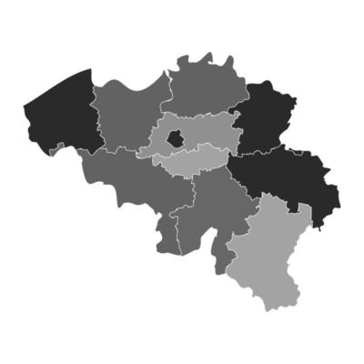 Gray Divided Map of Belgium