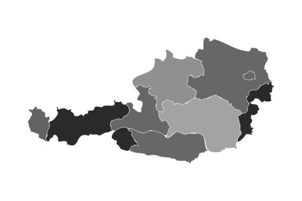 Gray Divided Map of Austria