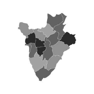 Gray Divided Map of Burundi