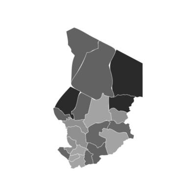 Gray Divided Map of Chad