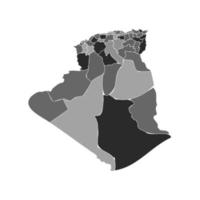 Gray Divided Map of Algeria vector