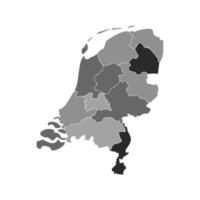 Gray Divided Map of Netherlands vector