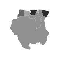 Gray Divided Map of Suriname vector