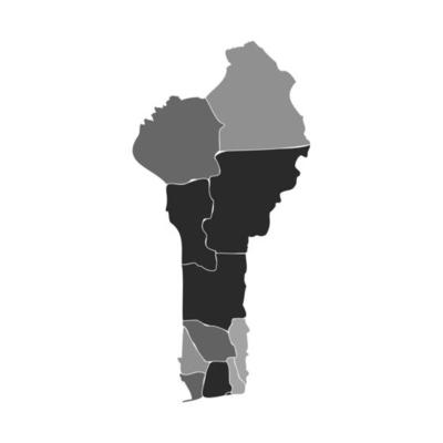 Gray Divided Map of Benin