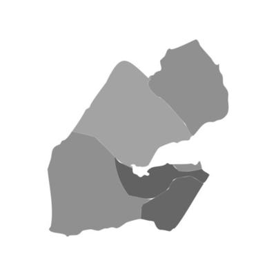 Gray Divided Map of Djibouti