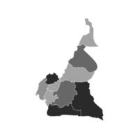 Gray Divided Map of Cameroon vector