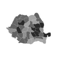 Gray Divided Map of Romania vector