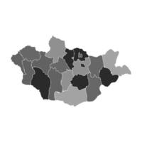 Gray Divided Map of Mongolia vector