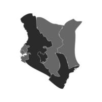 Gray Divided Map of Kenya vector