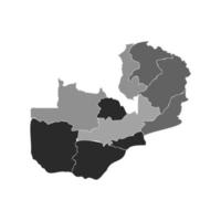 Gray Divided Map of Zambia vector