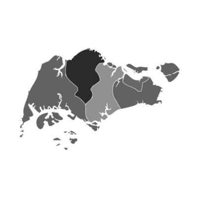 Gray Divided Map of Singapore