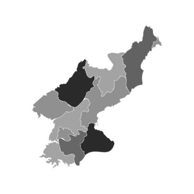 Gray Divided Map of North Korea