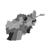 Gray Divided Map of Afghanistan vector