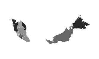 mapa dividido gris de malasia vector