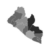 Gray Divided Map of Liberia vector