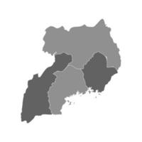 Gray Divided Map of Uganda vector