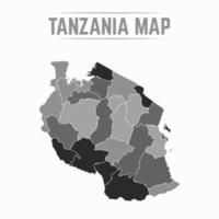 mapa dividido gris de tanzania vector