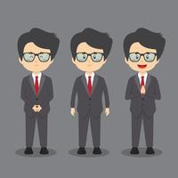 personaje de negocios con varias expresiones. vector