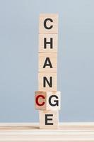 Wooden blocks flipping CHANGE to CHANCE text