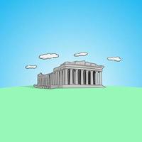 Acropolis in Athens hand drawn with black lines illustration vector