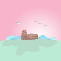 Coliseo de Roma con colores pastel. vector