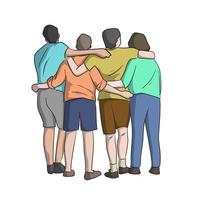 back view of full length four people vector