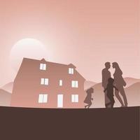 husband wife and two children staying together vector