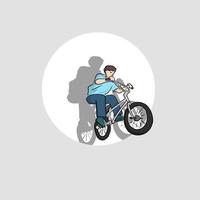 man jumping on the bicycle vector