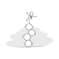 Businessman balancing on four circle balls vector