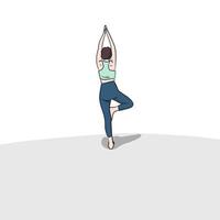 mujer haciendo yoga dibujado a mano vector