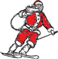 Santa Claus goes skiing vector illustration