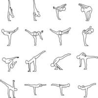 Yoga poses vector illustration outline sketch hand drawn