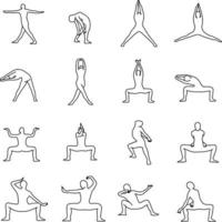 posturas de yoga vector ilustración contorno boceto dibujado a mano
