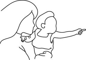 mother and baby pointing to the right vector