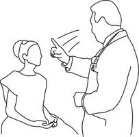 male doctor testing optical reflection of his patient vector