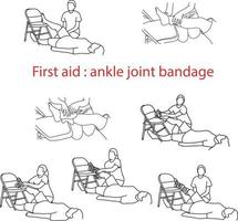 first aid bandage in case of injury of the ankle joint vector