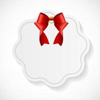 Gift Card with Red Ribbon and Bow. Vector illustration