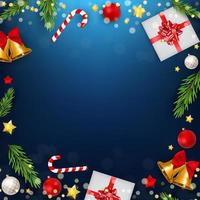 Free Vector  Christmas party banner with stars and flakes on blue  background