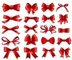 Red Ribbon and Bow Set for Your Design. Vector illustration