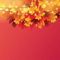 Autumn natural background template with falling leaves vector