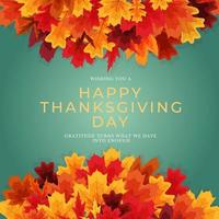 Happy Thanksgiving Holiday Background with Falling Leaves. vector