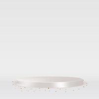 White Podium with golden confetti. Vector Illustration