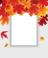 Autumn natural background template with falling leaves vector