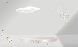 Realistic 3d white pedestal over light pastel natural background vector